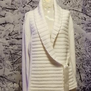 Size Medium Ivory Wrap Sweater with Ivory Tie